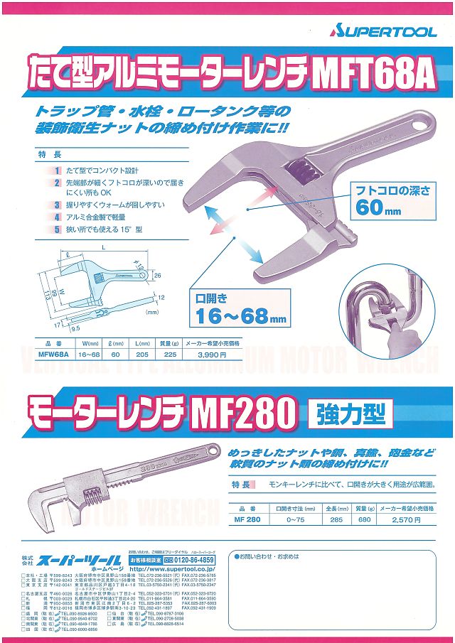 96%OFF!】 スーパー ワイドモーターレンチ スカルレンチ 薄型軽量 口開き：０〜８０ｍｍ 全長２８４ｍｍ MFW280  discoversvg.com