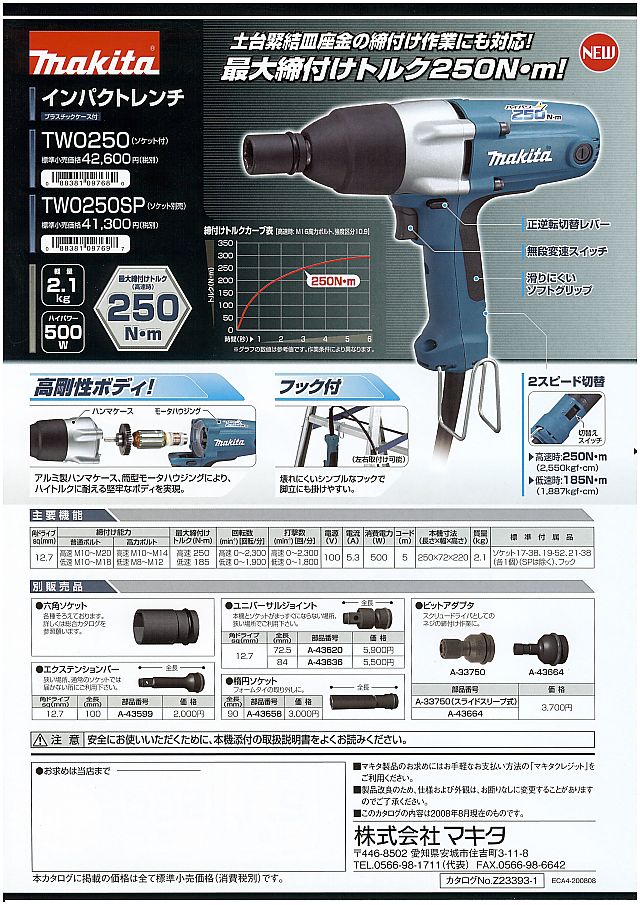 マキタ インパクトレンチ TW0250 丸甲金物株式会社