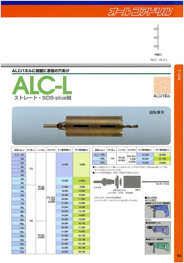 ホットセールサンコーテクノ オールコアドリル LA-65-SDS SDS-plus軸 ALC用 ネジ・釘・金属素材 