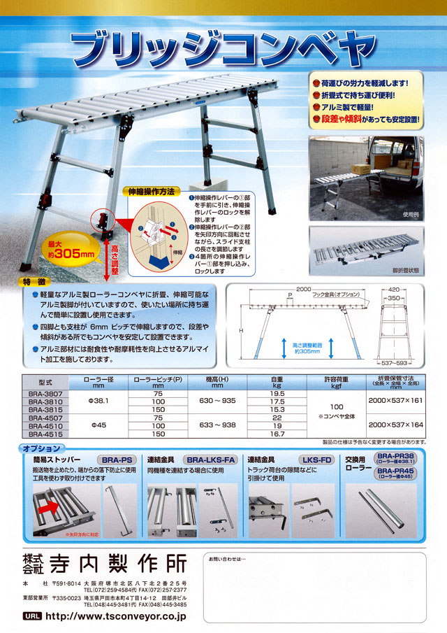 寺内製作所 スチール ローラーコンベヤ ストレート S6038-P150×450W