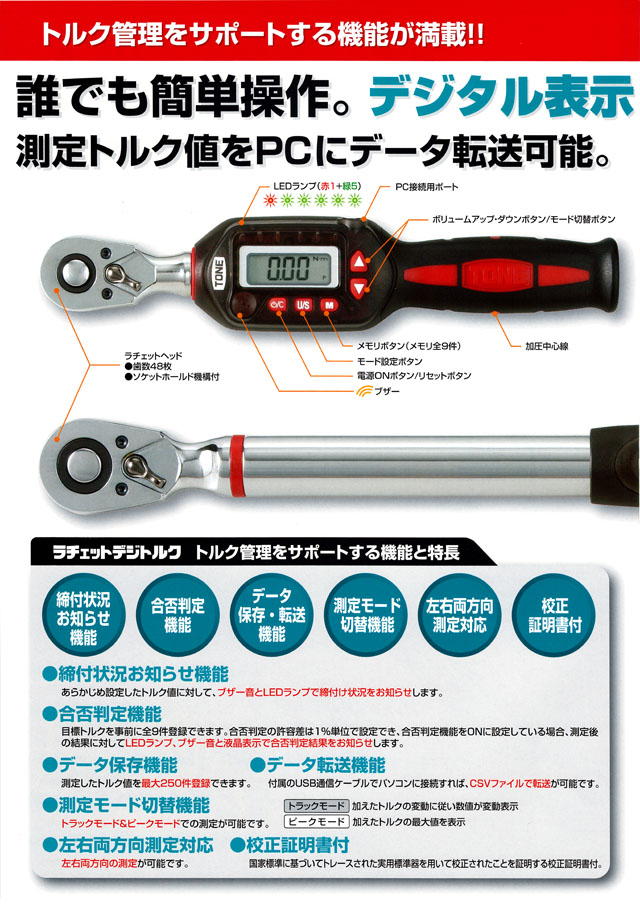 トネツール ラチェットデジトルク（トルクレンチ） 丸甲金物株式会社