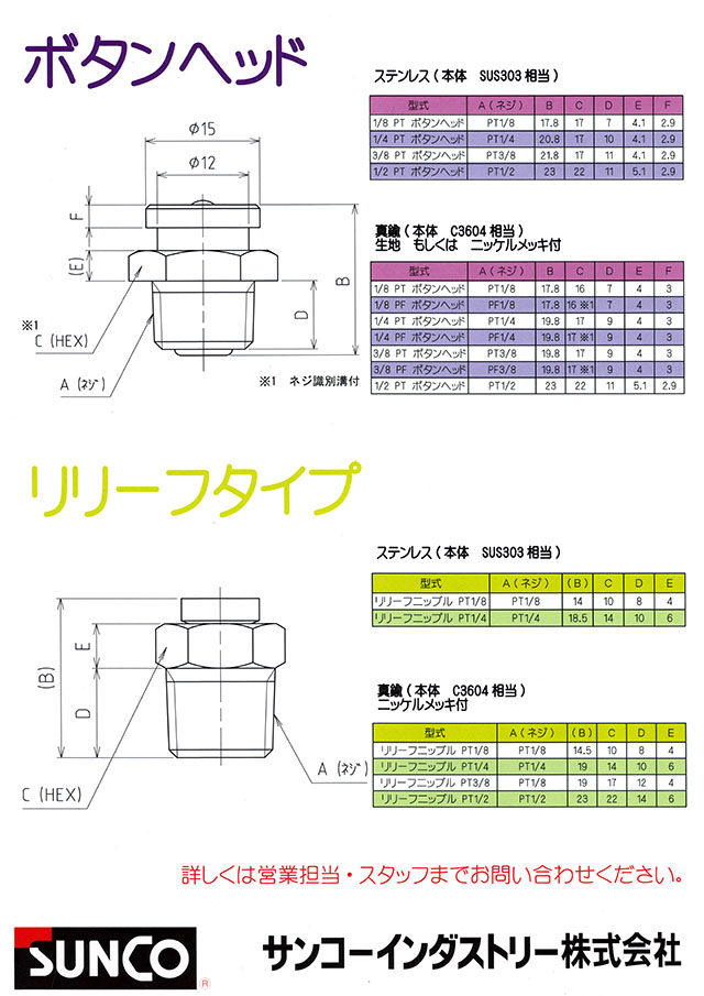 ＢＳ ボタンヘッドニップル 材質(黄銅) 規格(3/8PT) 入数(100) 【ボタンヘッドニップルシリーズ】