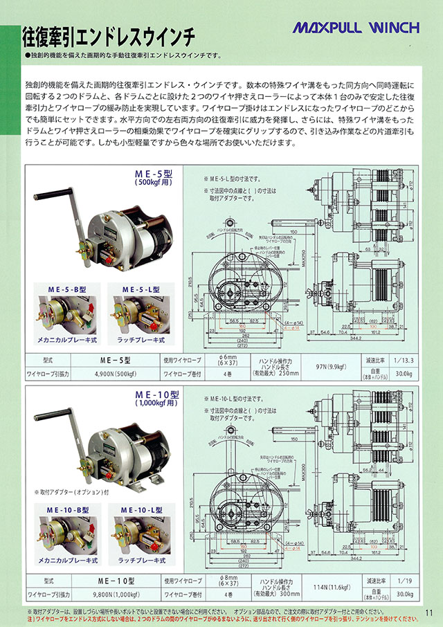 売れ筋商品 マックスプル 手動ウインチ 溶融亜鉛メッキ付き GM-1-GS 作業工具 荷役工具 ウィンチ