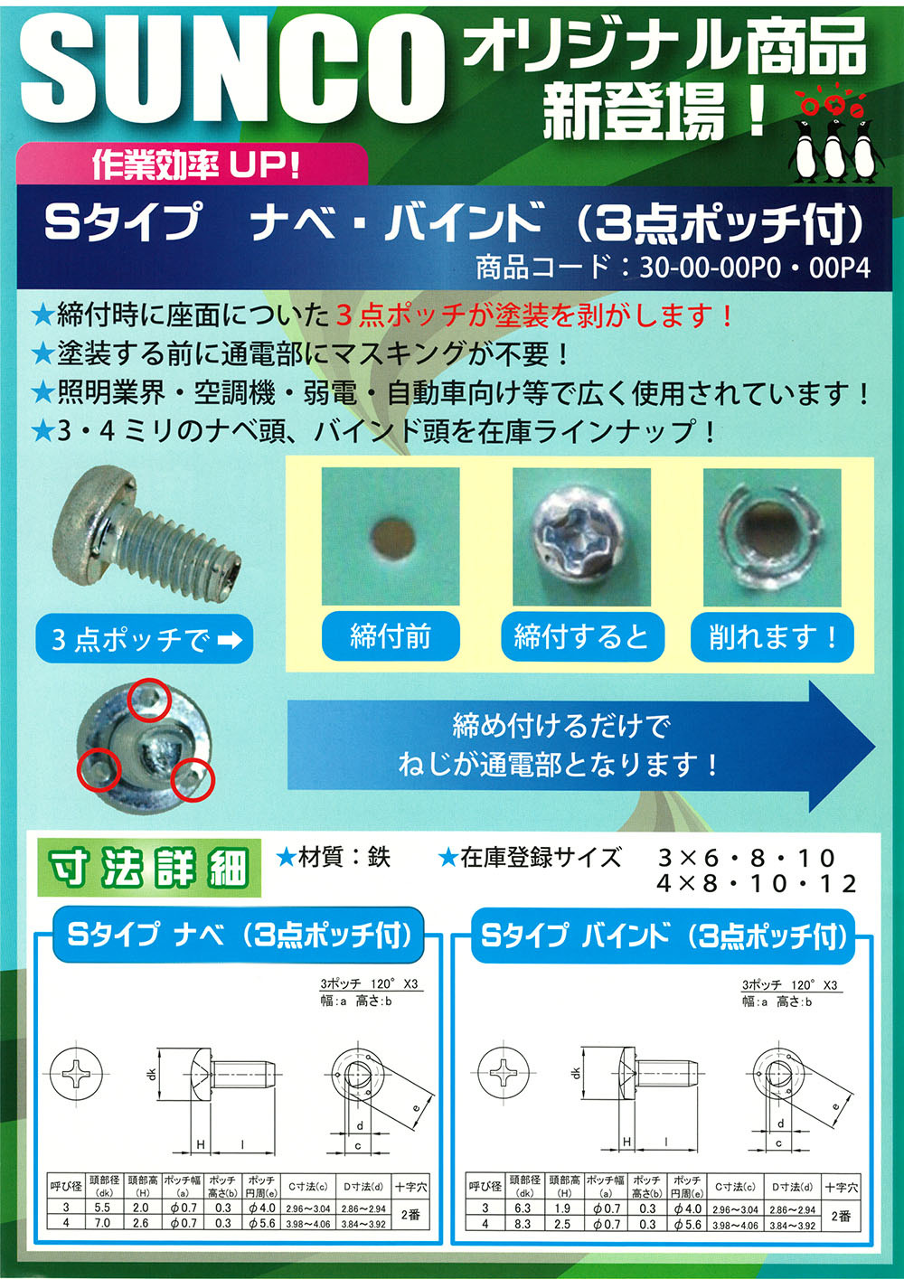 最大73％オフ！ サンコーインダストリー SUSシールビスナベ小ネジ4×12 00-02-D000-0040X0120-00 